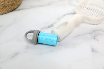 Deluxe 2-In-1 Plastic Cat Litter Scoop with Built-In Waste Bag Dispenser in Handle, 15 Fresh Scent Disposable Waste Bags Included, Assorted Colors